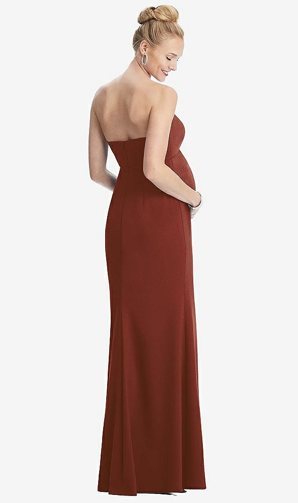 Back View - Auburn Moon Strapless Crepe Maternity Dress with Trumpet Skirt