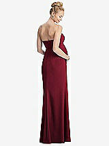 Rear View Thumbnail - Burgundy Strapless Crepe Maternity Dress with Trumpet Skirt