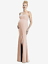 Front View Thumbnail - Cameo Strapless Crepe Maternity Dress with Trumpet Skirt