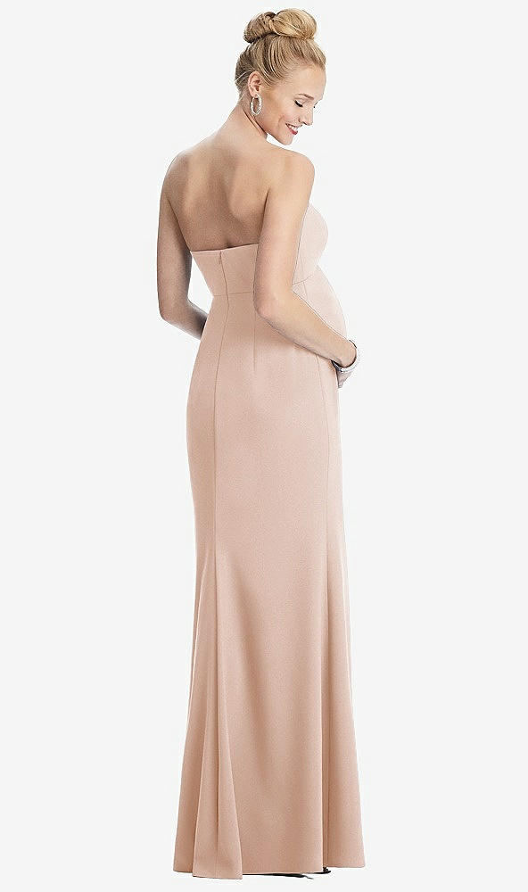 Back View - Cameo Strapless Crepe Maternity Dress with Trumpet Skirt