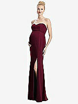 Front View Thumbnail - Cabernet Strapless Crepe Maternity Dress with Trumpet Skirt