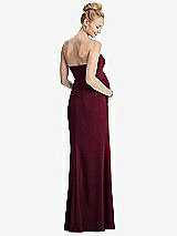 Rear View Thumbnail - Cabernet Strapless Crepe Maternity Dress with Trumpet Skirt