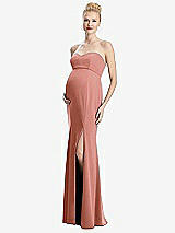 Front View Thumbnail - Desert Rose Strapless Crepe Maternity Dress with Trumpet Skirt