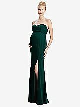 Front View Thumbnail - Evergreen Strapless Crepe Maternity Dress with Trumpet Skirt