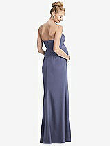 Rear View Thumbnail - French Blue Strapless Crepe Maternity Dress with Trumpet Skirt