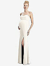 Front View Thumbnail - Ivory Strapless Crepe Maternity Dress with Trumpet Skirt
