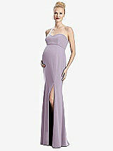 Front View Thumbnail - Lilac Haze Strapless Crepe Maternity Dress with Trumpet Skirt