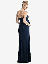 Rear View Thumbnail - Midnight Navy Strapless Crepe Maternity Dress with Trumpet Skirt