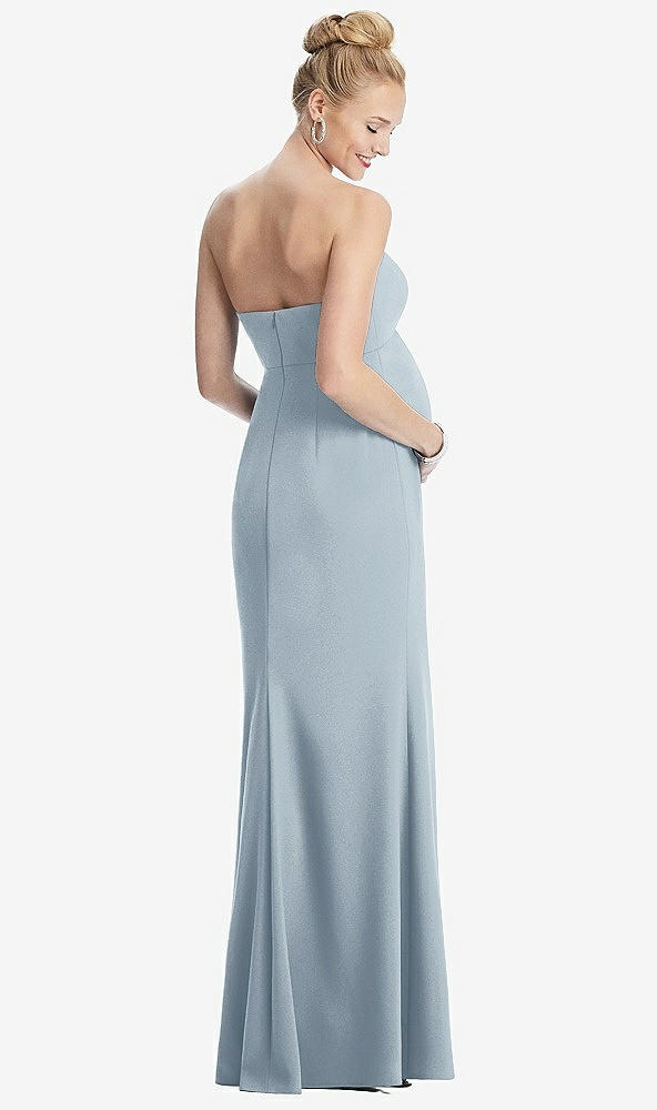 Back View - Mist Strapless Crepe Maternity Dress with Trumpet Skirt