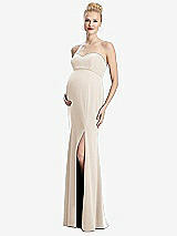 Front View Thumbnail - Oat Strapless Crepe Maternity Dress with Trumpet Skirt