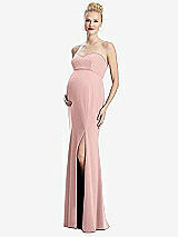 Front View Thumbnail - Rose - PANTONE Rose Quartz Strapless Crepe Maternity Dress with Trumpet Skirt
