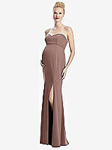 Front View Thumbnail - Sienna Strapless Crepe Maternity Dress with Trumpet Skirt