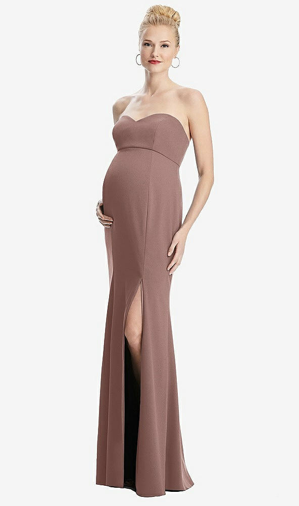Front View - Sienna Strapless Crepe Maternity Dress with Trumpet Skirt