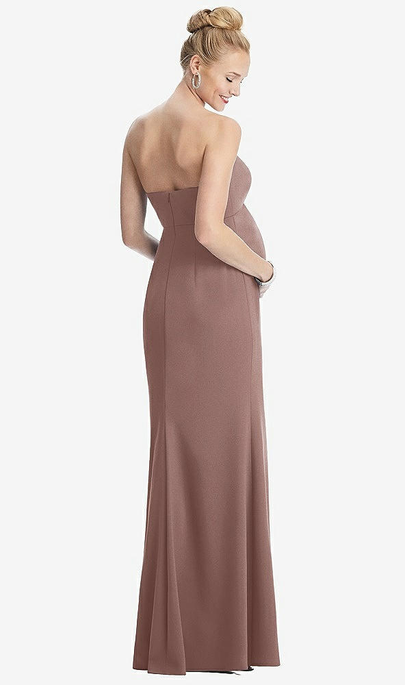 Back View - Sienna Strapless Crepe Maternity Dress with Trumpet Skirt