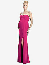 Front View Thumbnail - Think Pink Strapless Crepe Maternity Dress with Trumpet Skirt