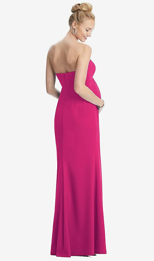 Back View - Think Pink Strapless Crepe Maternity Dress with Trumpet Skirt