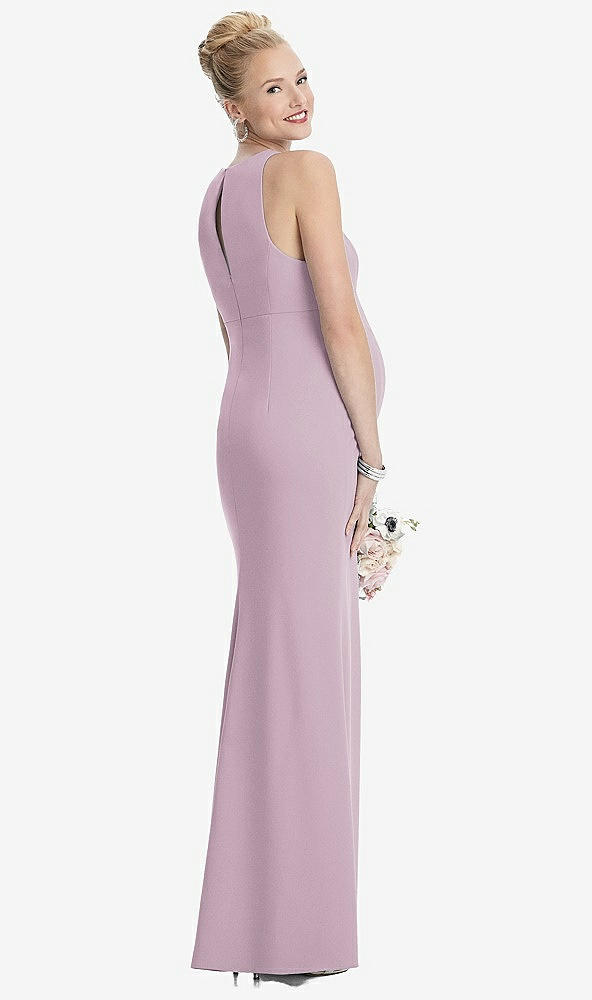 Back View - Suede Rose Sleeveless Halter Maternity Dress with Front Slit