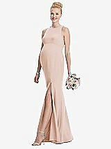 Front View Thumbnail - Cameo Sleeveless Halter Maternity Dress with Front Slit