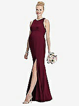 Front View Thumbnail - Cabernet Sleeveless Halter Maternity Dress with Front Slit