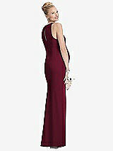 Rear View Thumbnail - Cabernet Sleeveless Halter Maternity Dress with Front Slit