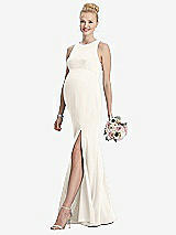 Front View Thumbnail - Ivory Sleeveless Halter Maternity Dress with Front Slit