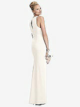 Rear View Thumbnail - Ivory Sleeveless Halter Maternity Dress with Front Slit