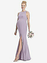 Front View Thumbnail - Lilac Haze Sleeveless Halter Maternity Dress with Front Slit