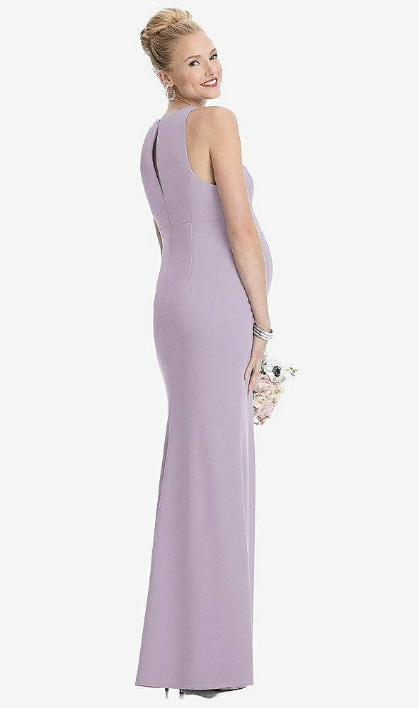 Back View - Lilac Haze Sleeveless Halter Maternity Dress with Front Slit