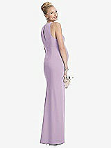 Rear View Thumbnail - Pale Purple Sleeveless Halter Maternity Dress with Front Slit