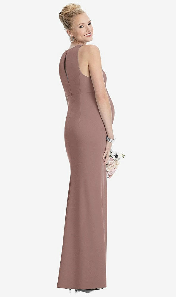Back View - Sienna Sleeveless Halter Maternity Dress with Front Slit