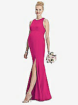 Front View Thumbnail - Think Pink Sleeveless Halter Maternity Dress with Front Slit