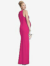Rear View Thumbnail - Think Pink Sleeveless Halter Maternity Dress with Front Slit