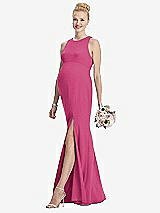 Front View Thumbnail - Tea Rose Sleeveless Halter Maternity Dress with Front Slit