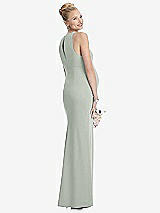 Rear View Thumbnail - Willow Green Sleeveless Halter Maternity Dress with Front Slit