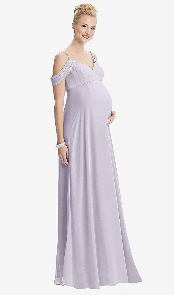 Front View - Moondance Draped Cold-Shoulder Chiffon Maternity Dress