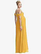 Rear View Thumbnail - NYC Yellow Draped Cold-Shoulder Chiffon Maternity Dress