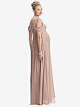 Rear View Thumbnail - Neu Nude Draped Cold-Shoulder Chiffon Maternity Dress