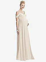 Front View Thumbnail - Oat Draped Cold-Shoulder Chiffon Maternity Dress