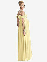 Rear View Thumbnail - Pale Yellow Draped Cold-Shoulder Chiffon Maternity Dress