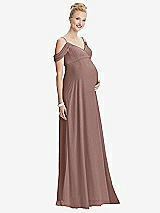 Front View Thumbnail - Sienna Draped Cold-Shoulder Chiffon Maternity Dress