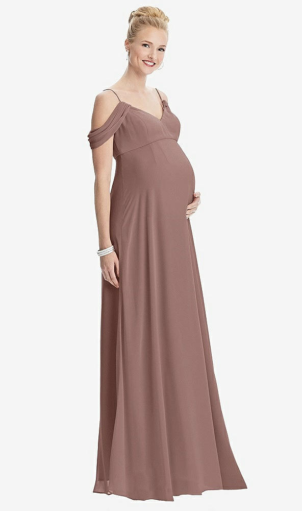 Front View - Sienna Draped Cold-Shoulder Chiffon Maternity Dress