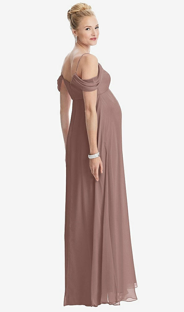 Back View - Sienna Draped Cold-Shoulder Chiffon Maternity Dress