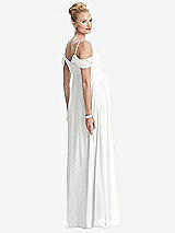 Rear View Thumbnail - White Draped Cold-Shoulder Chiffon Maternity Dress