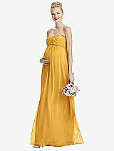 Front View Thumbnail - NYC Yellow Strapless Chiffon Shirred Skirt Maternity Dress