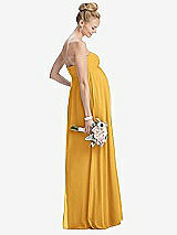 Rear View Thumbnail - NYC Yellow Strapless Chiffon Shirred Skirt Maternity Dress