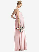 Rear View Thumbnail - Ballet Pink Strapless Chiffon Shirred Skirt Maternity Dress