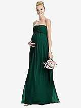 Front View Thumbnail - Hunter Green Strapless Chiffon Shirred Skirt Maternity Dress