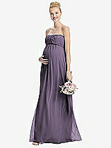 Front View Thumbnail - Lavender Strapless Chiffon Shirred Skirt Maternity Dress