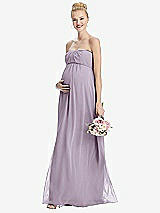 Front View Thumbnail - Lilac Haze Strapless Chiffon Shirred Skirt Maternity Dress