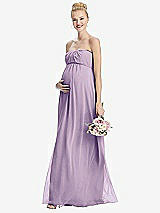 Front View Thumbnail - Pale Purple Strapless Chiffon Shirred Skirt Maternity Dress